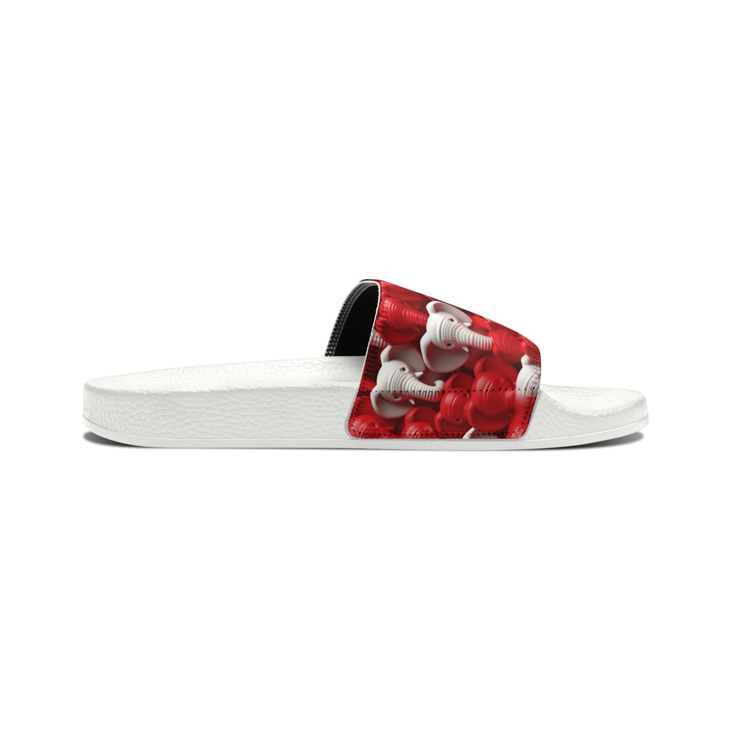 Red & White Elephants Women's PU Slide Sandals