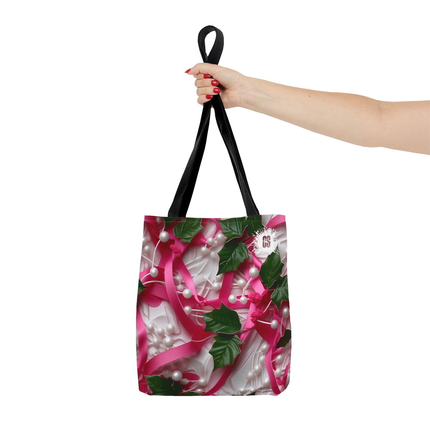 Pink Ribbons, Ivy & Pearls Tote Bag