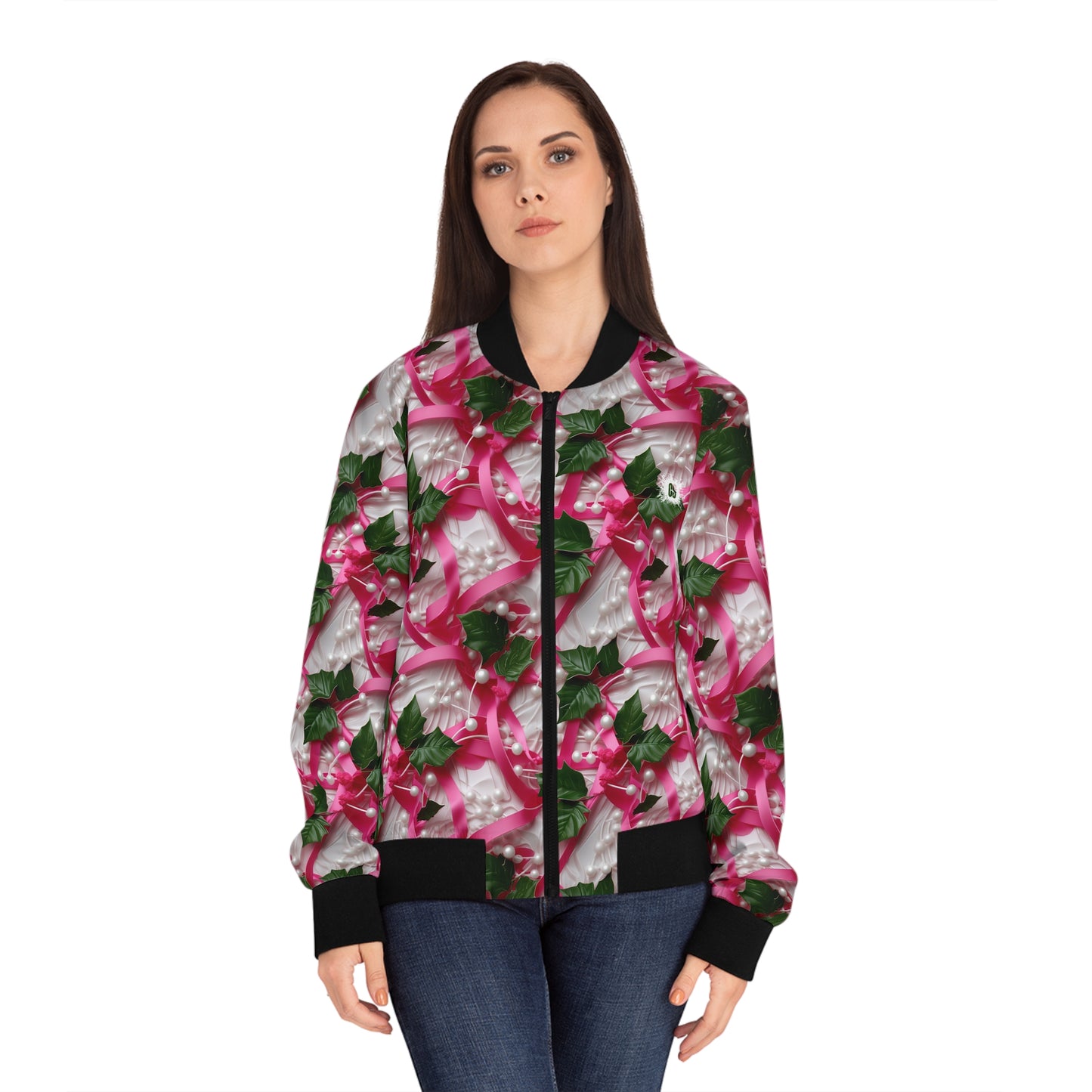 Pink Ribbons, Ivy & Pearls Women's Bomber Jacket