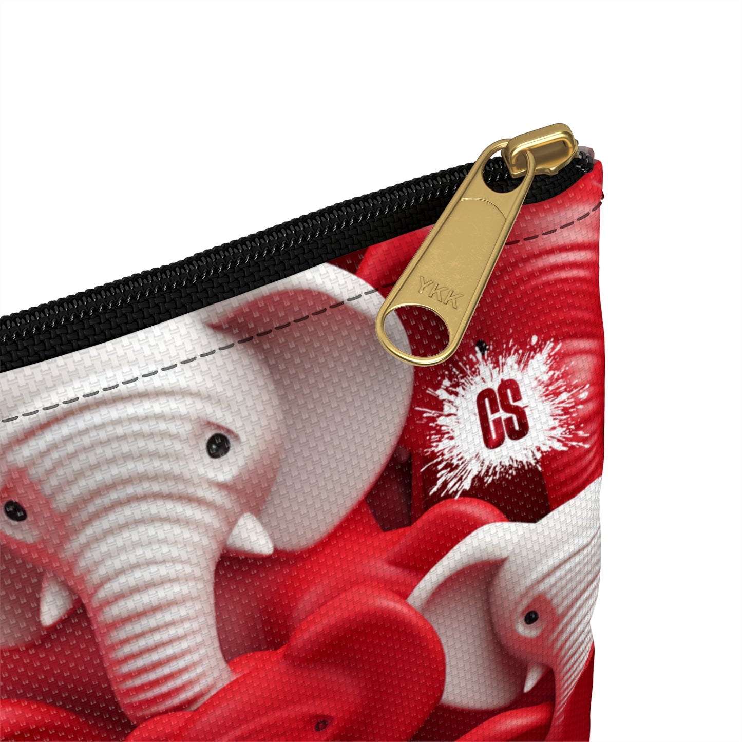 Red & White Elephants Accessory Pouch