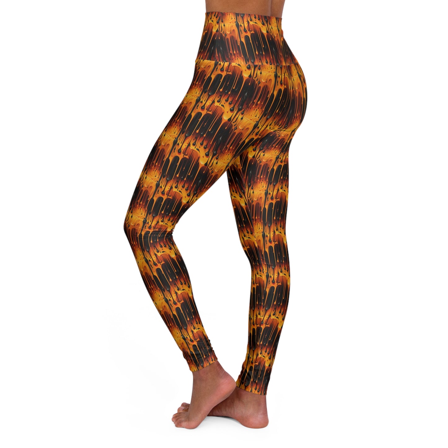 Orange & Black Paint High Waisted Yoga Leggings