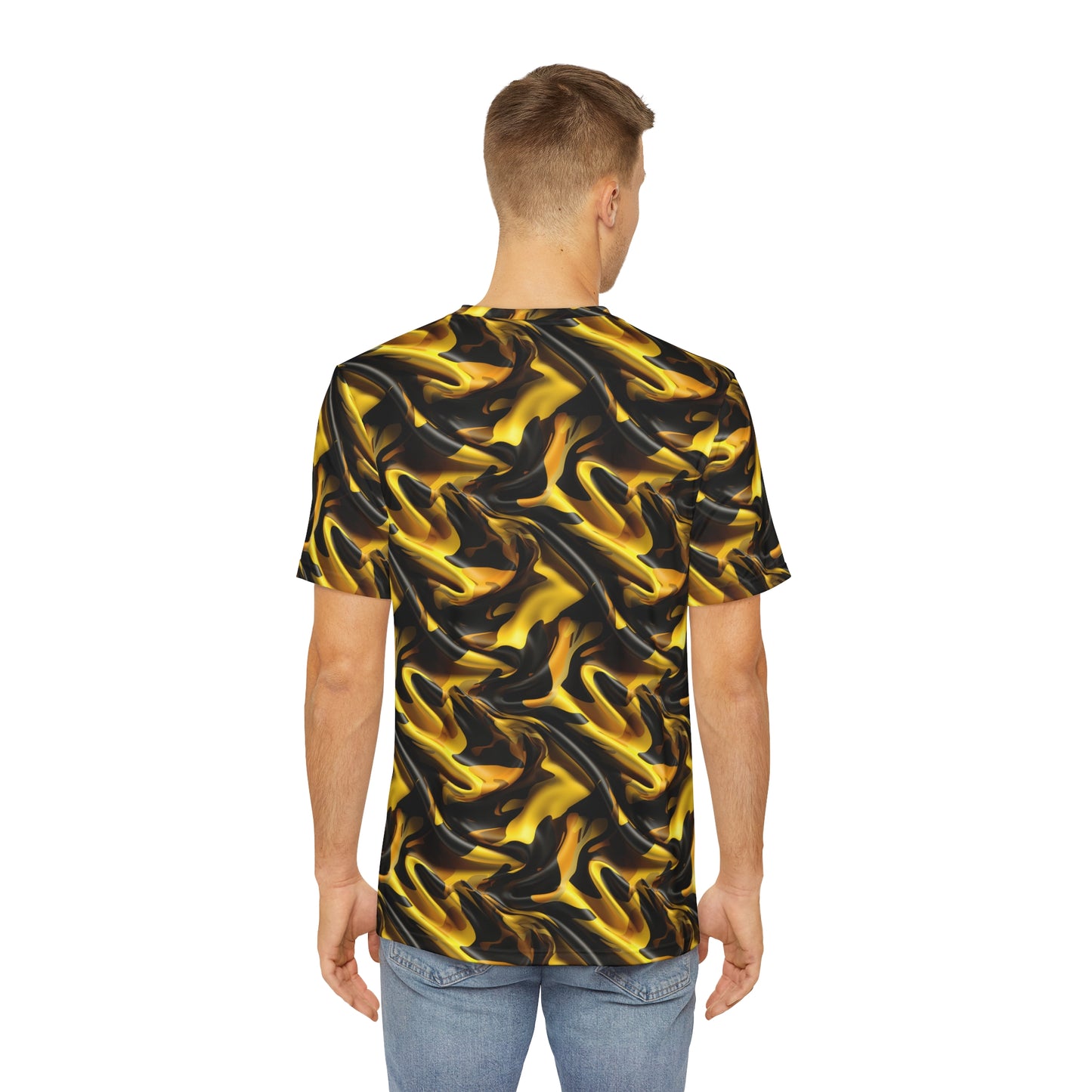 Black & Gold Satin Men's Polyester Tee