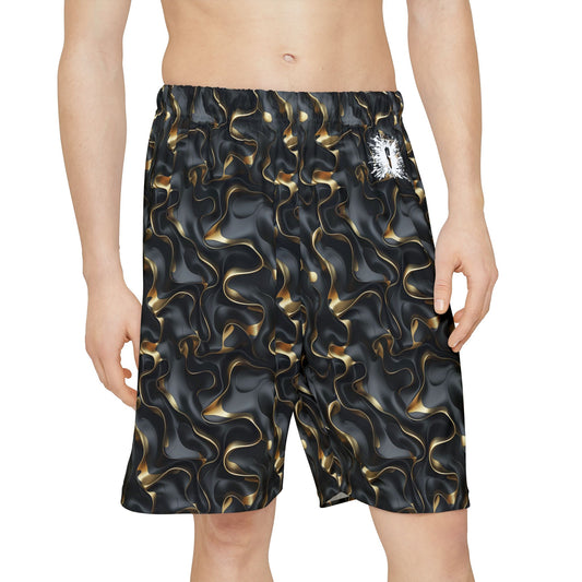 Black & Gold Ruffles Men’s Sports Shorts