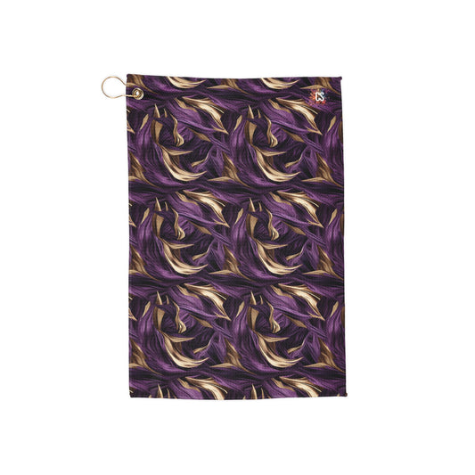 Purple & Gold Silk Golf Towels with Unique Pattern – Perfect Gift for Golf Enthusiasts!