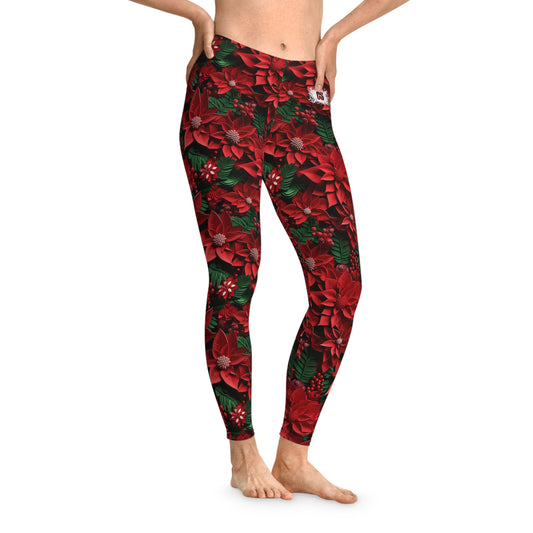 Christmas Leaves Stretchy Leggings