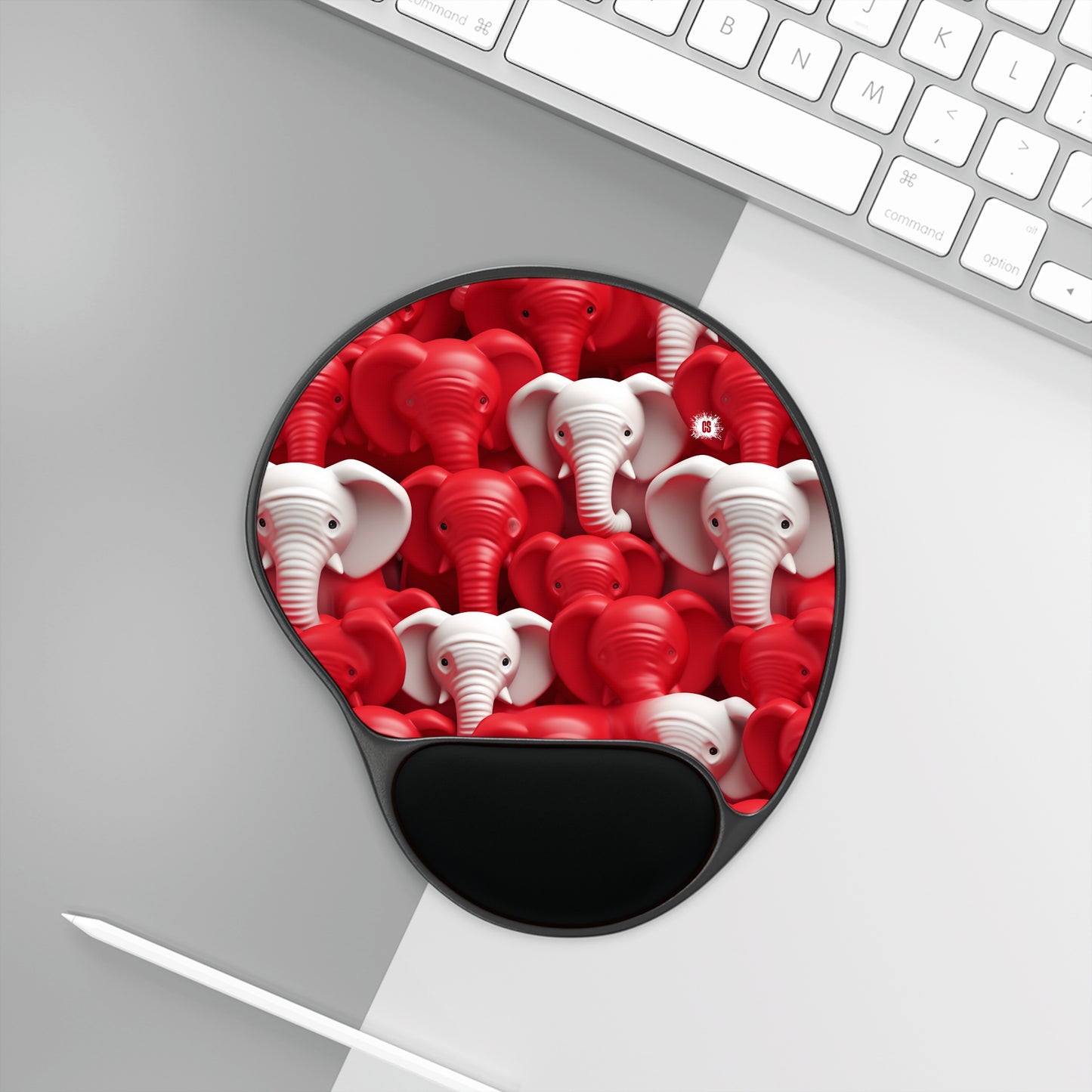 Red & White Elephants Mouse Pad With Wrist Rest