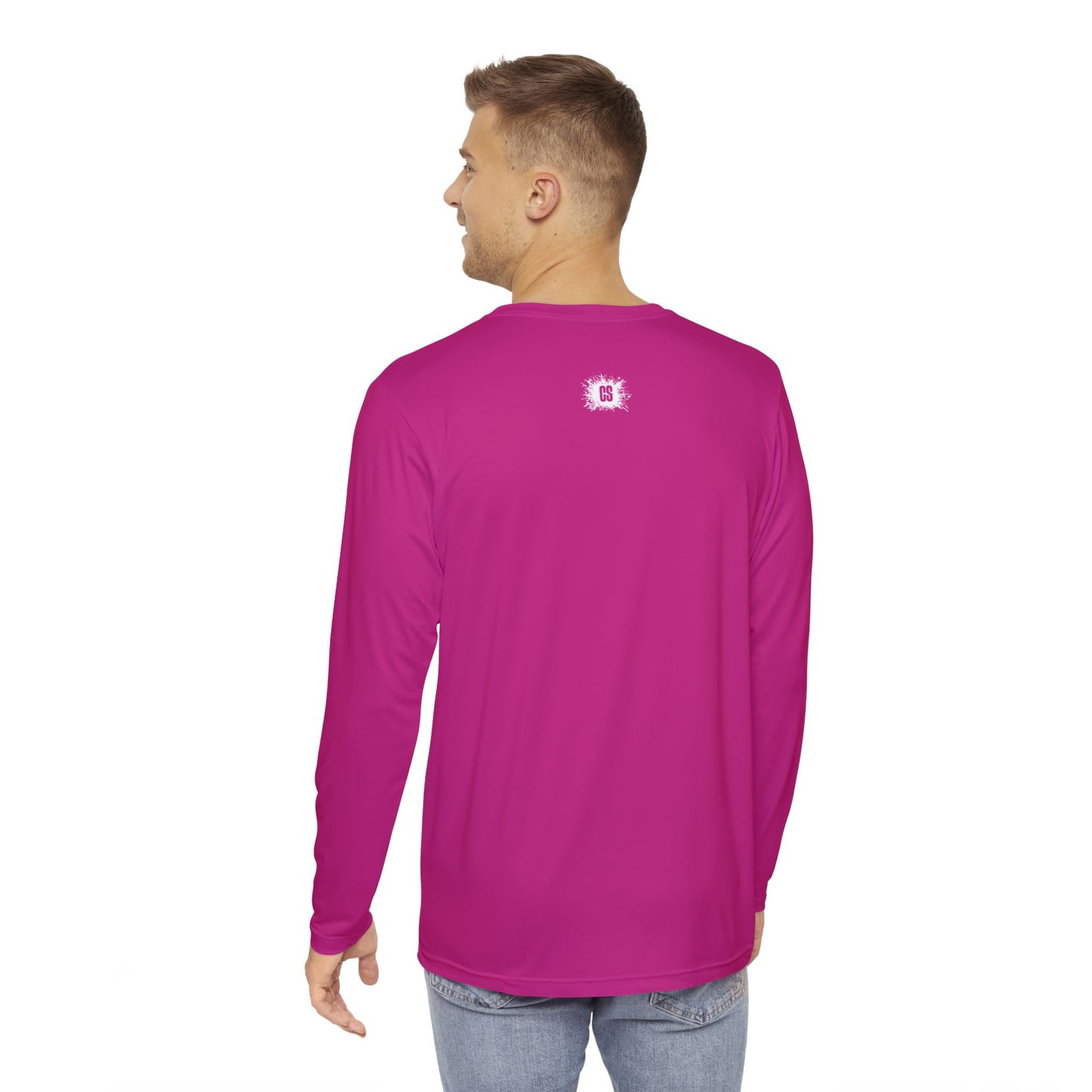 Vibrant Mauve ColorSplash Long Sleeve Shirt for Men - Perfect for Casual Outings and Celebrations