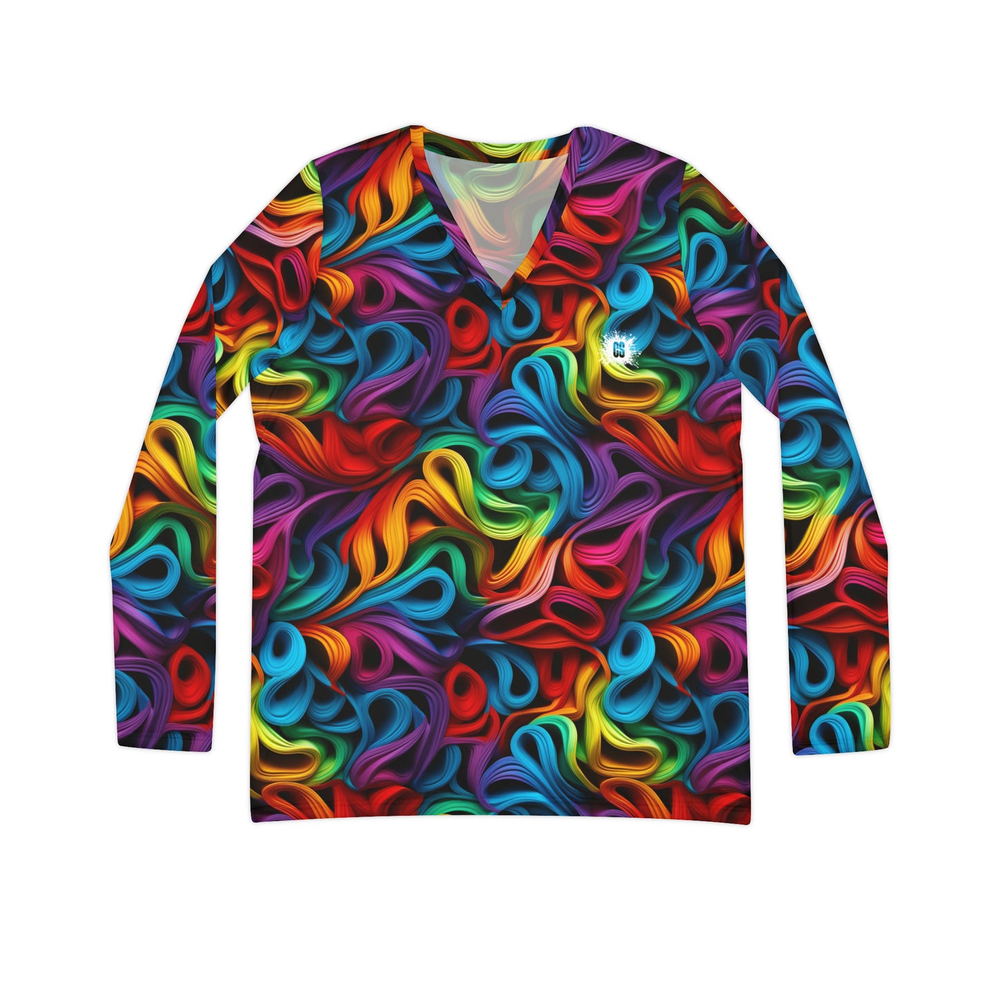 Rubber Band Rainbow Women's Long Sleeve V-neck Shirt
