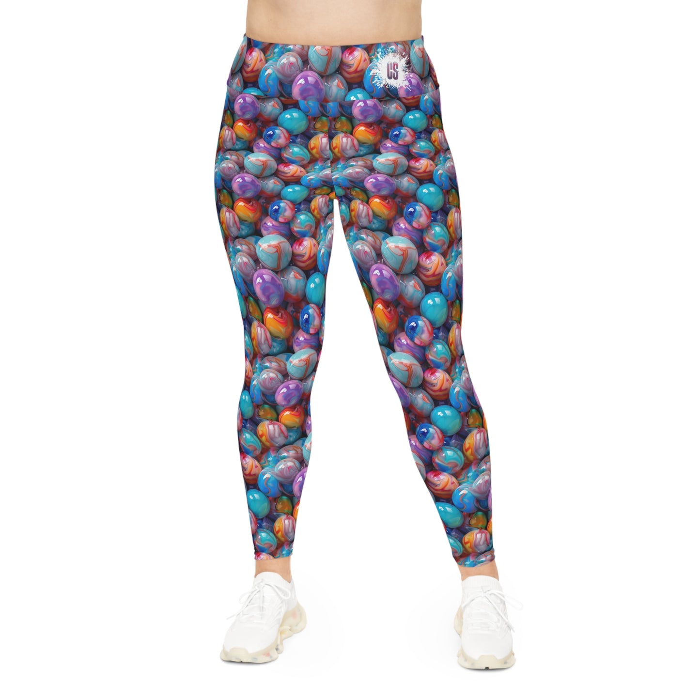 Colorful Glossy Marbles Plus Size Leggings