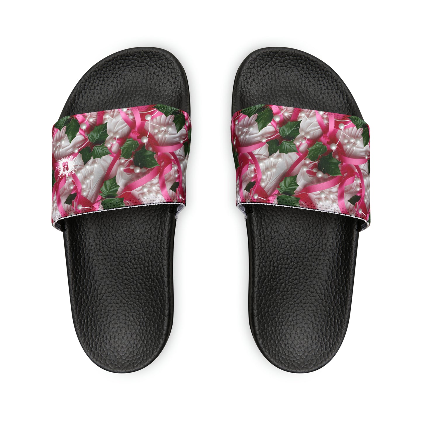 Pink Ribbons, Ivy & Pearls Women's PU Slide Sandals