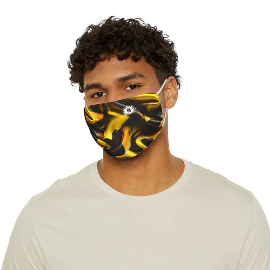 Black & Gold Satin Snug-Fit Polyester Face Mask