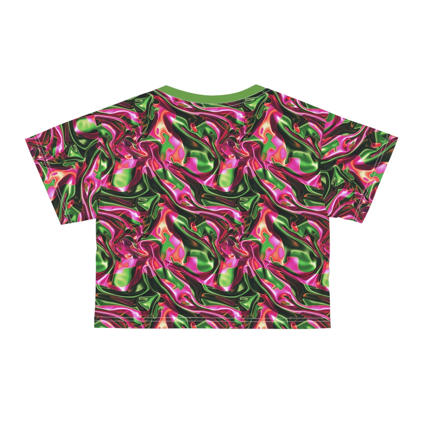 Pink & Green Satin Crop Tee