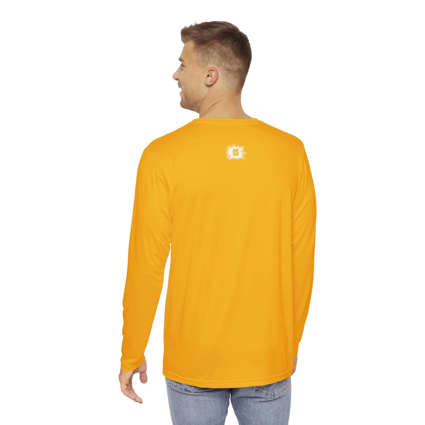 Vibrant Yellow ColorSplash Long Sleeve Shirt for Men – Perfect for Festivals & Casual Wear