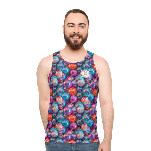 Glossy Colorful Marbles Unisex Tank Top