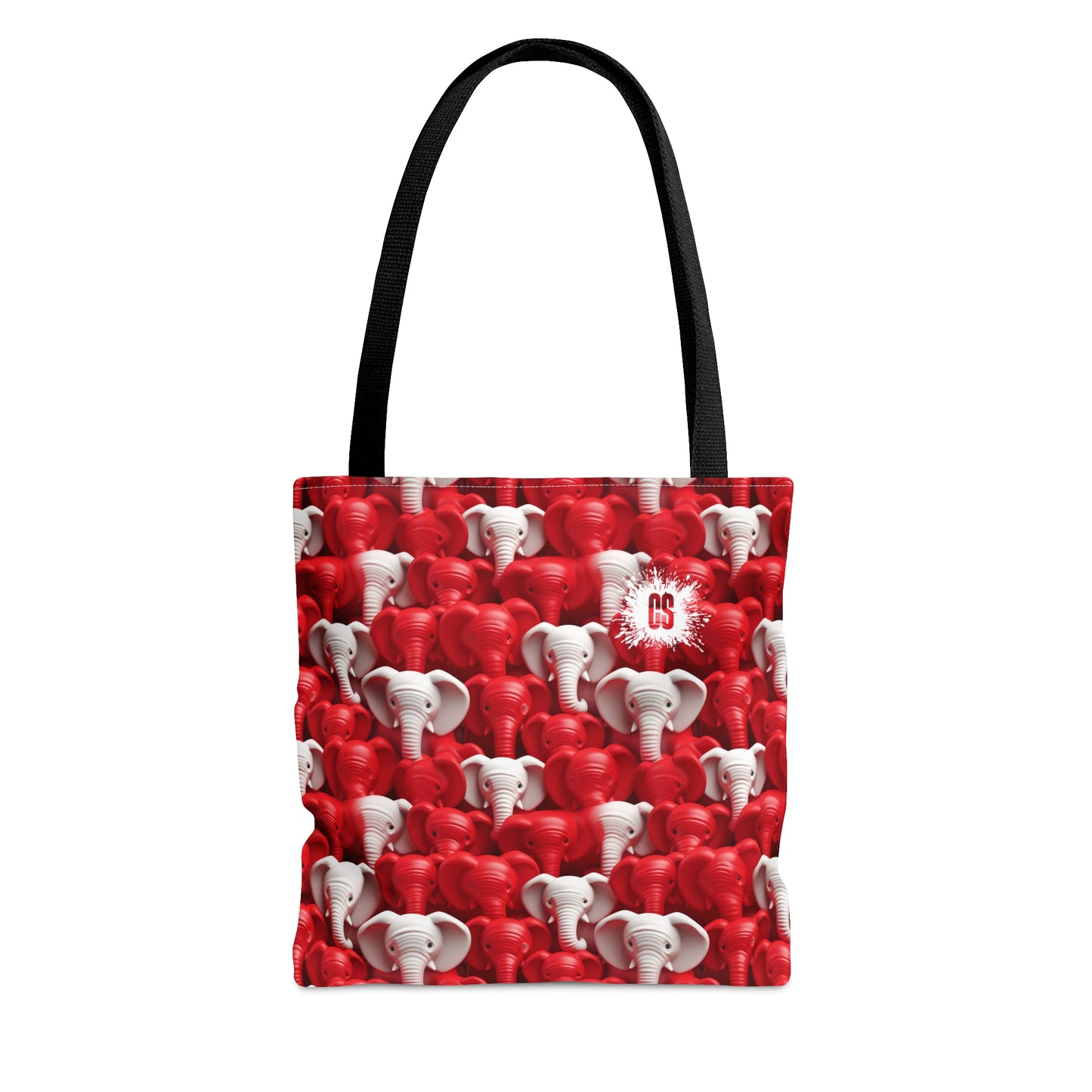 Red & White Elephants Tote Bag