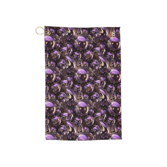 Purple & Gold Marbles Golf Towels with Unique Purple Pattern - Perfect for Golf Lovers