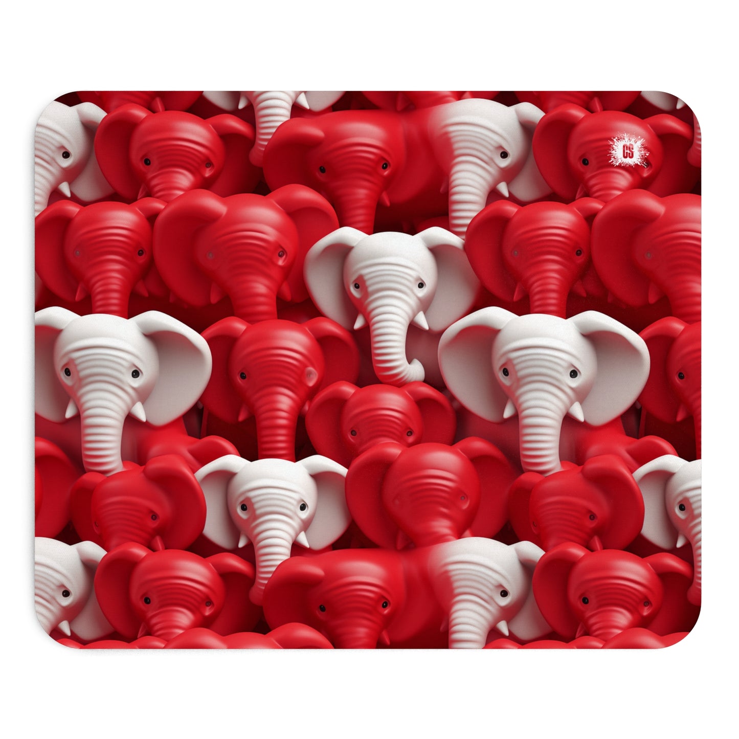 Red & White Elephants Mouse Pad (EU)