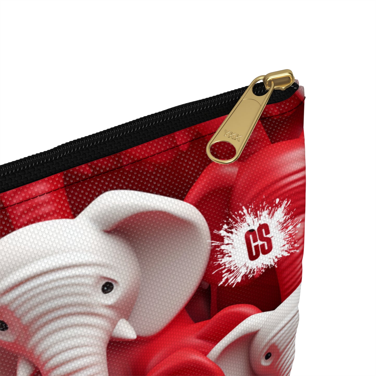 Red & White Elephants Accessory Pouch