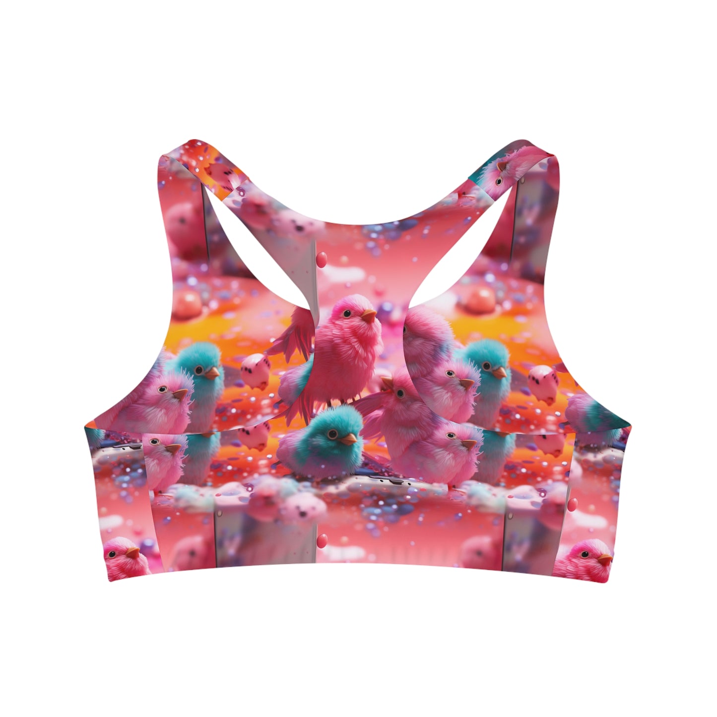 Colorful Bird Menagerie Seamless Sports Bra