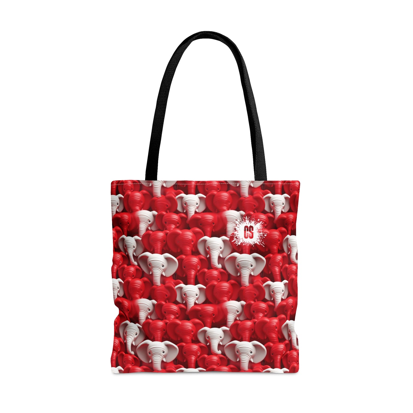 Red & White Elephants Tote Bag