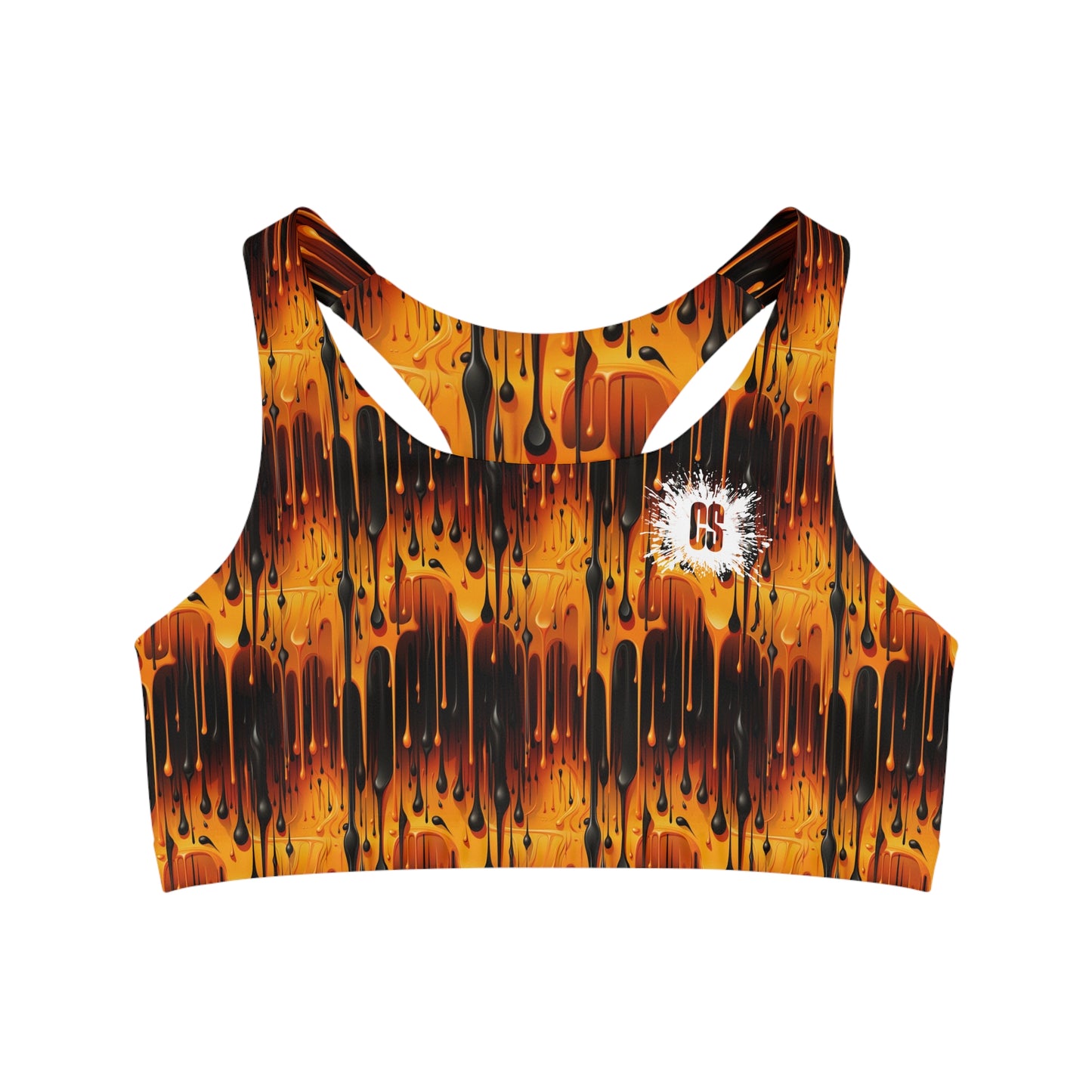 Halloween Dripping Paint Seamless Sports Bra