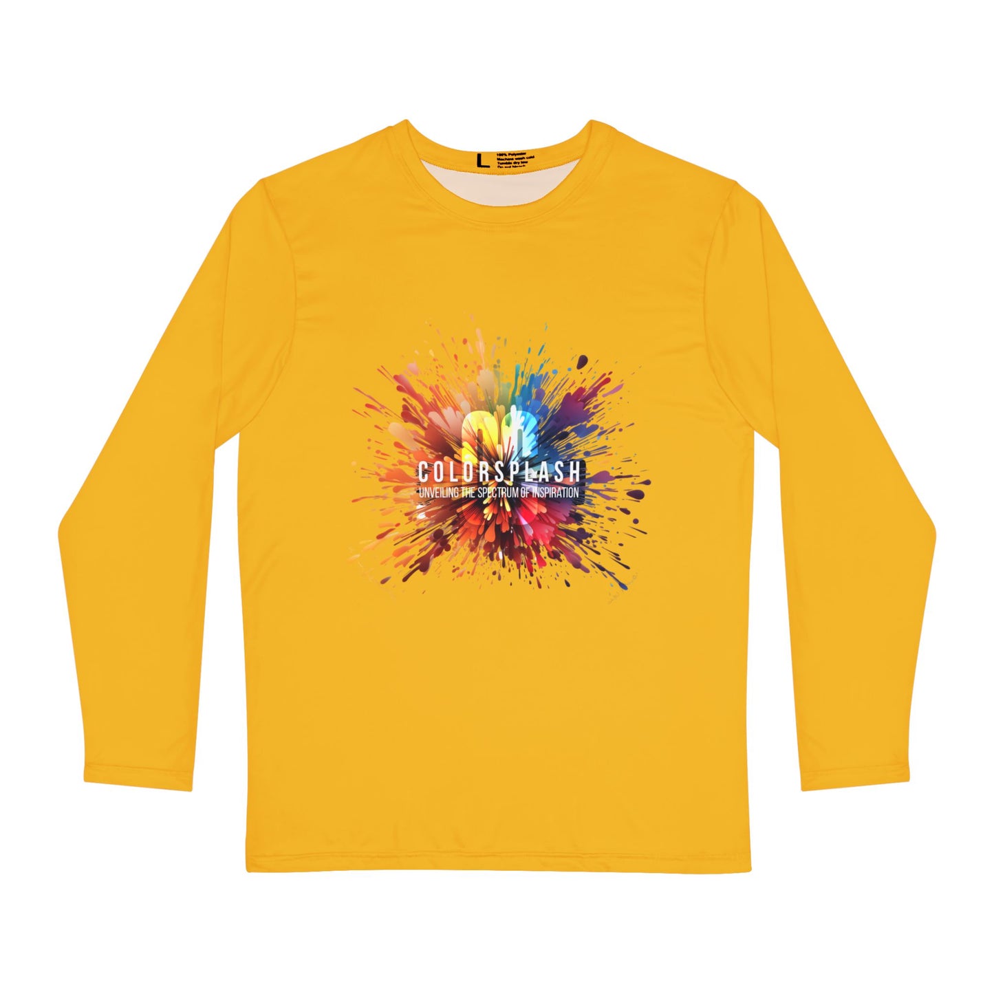 Vibrant Yellow ColorSplash Long Sleeve Shirt for Men – Perfect for Festivals & Casual Wear