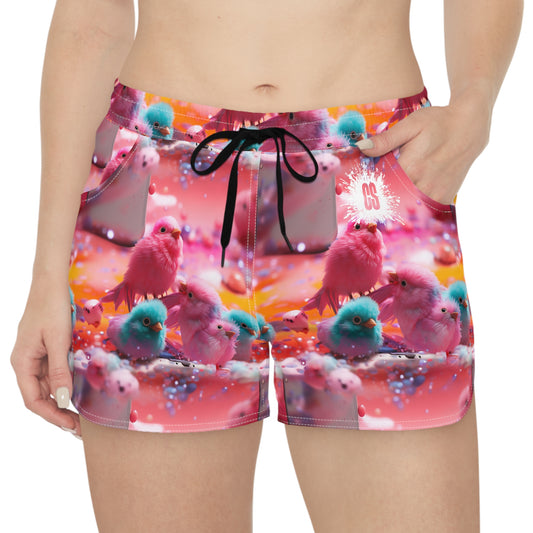 Colorful Bird Menagerie Women's Casual Shorts