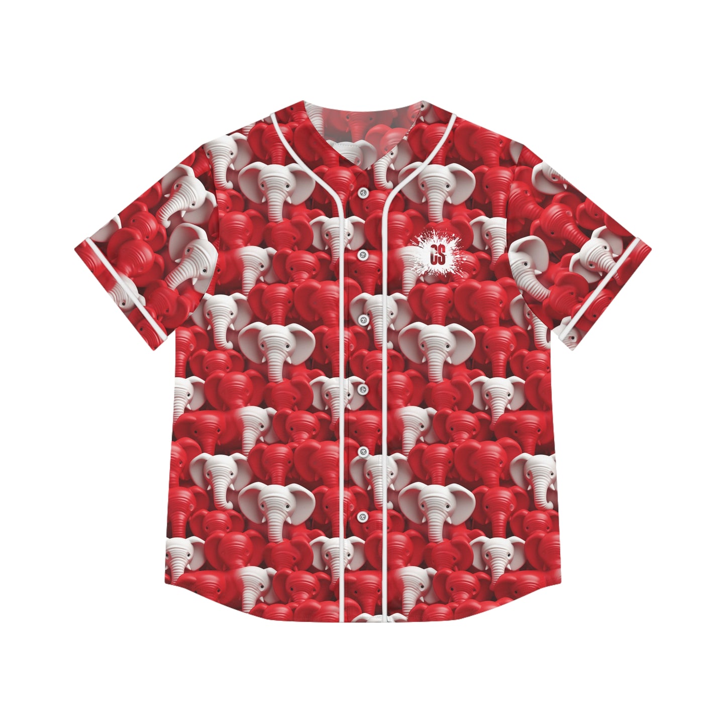 Red & White Elephants Women's Baseball Jersey