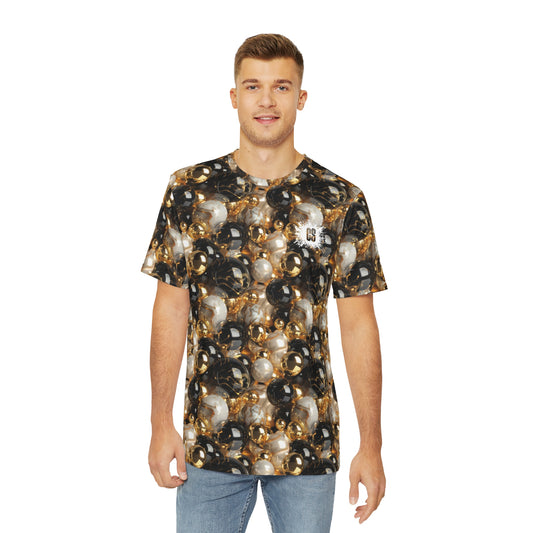 Black & Gold Marbles Men's Polyester Tee