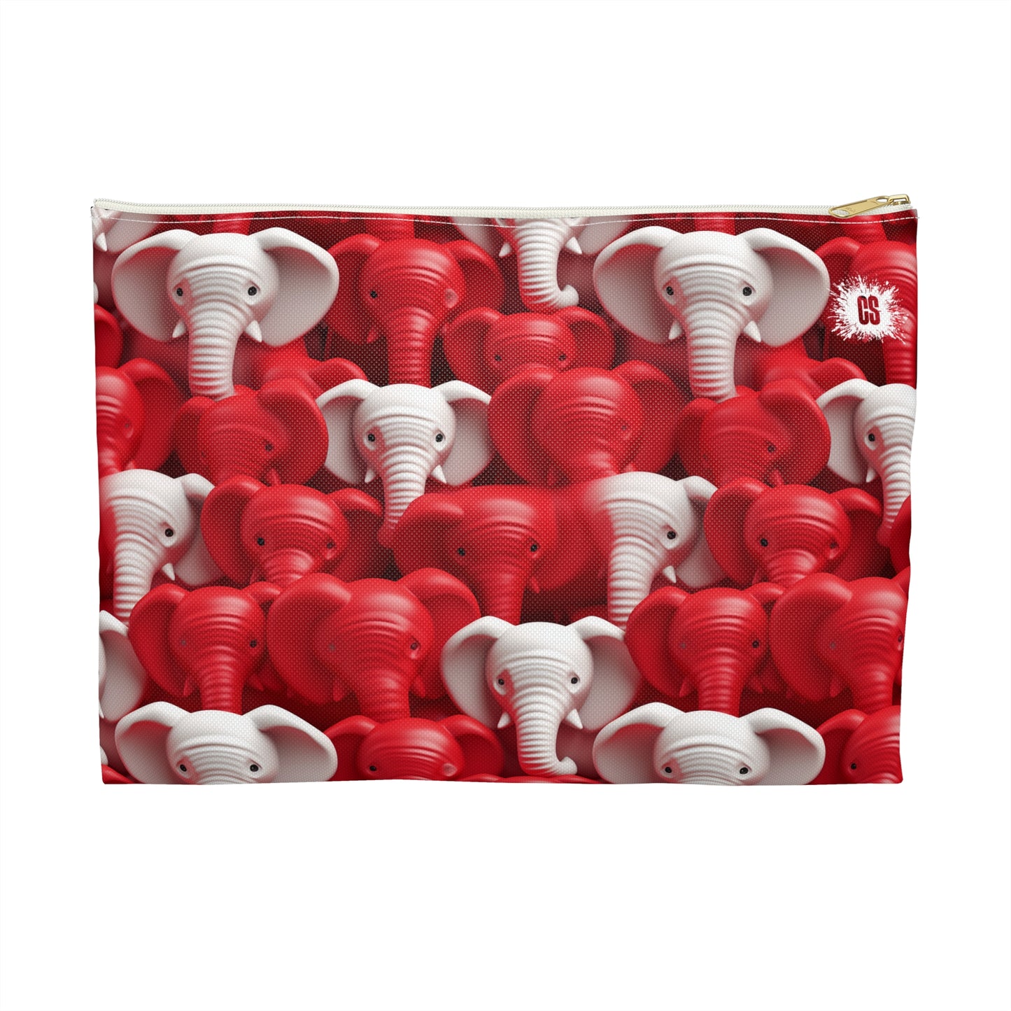 Red & White Elephants Accessory Pouch