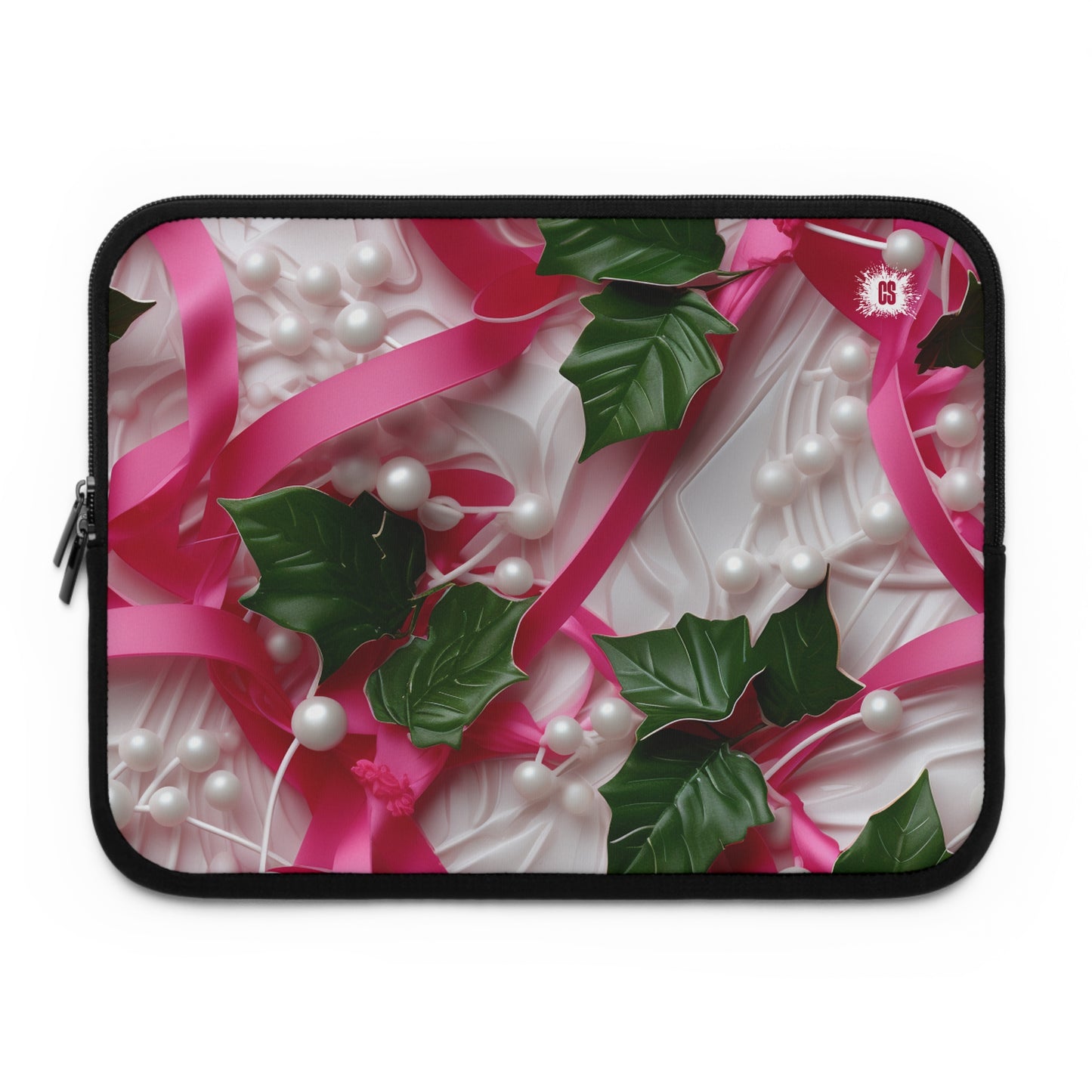 Pink Ribbons, Ivy & Pearls Laptop Sleeve