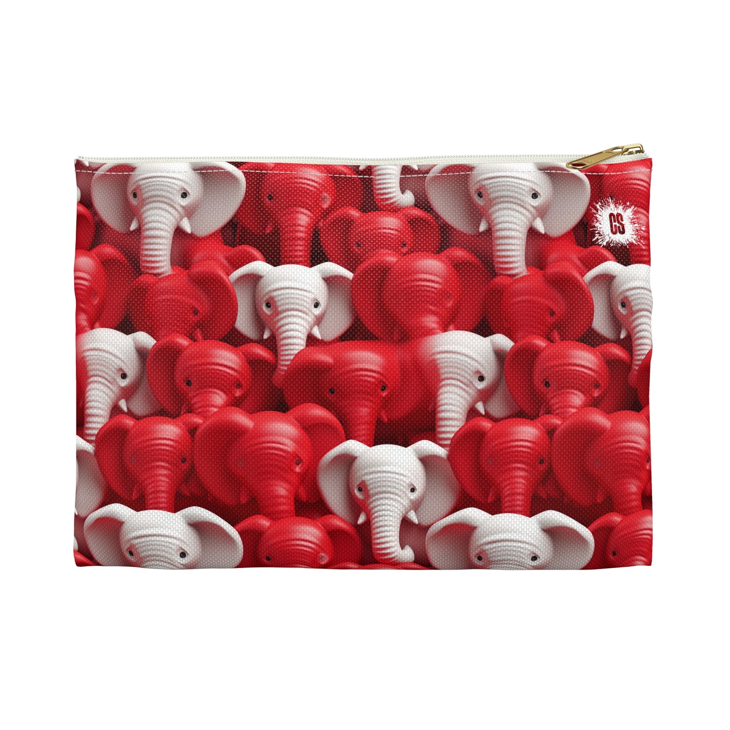 Red & White Elephants Accessory Pouch