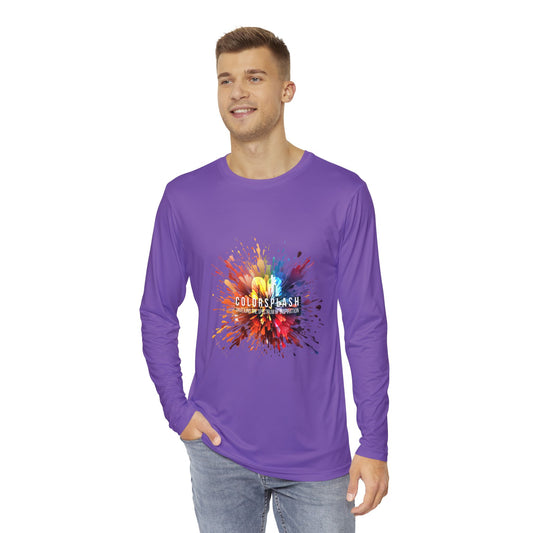 Vibrant Purple ColorSplash Long Sleeve Shirt for Creative Souls