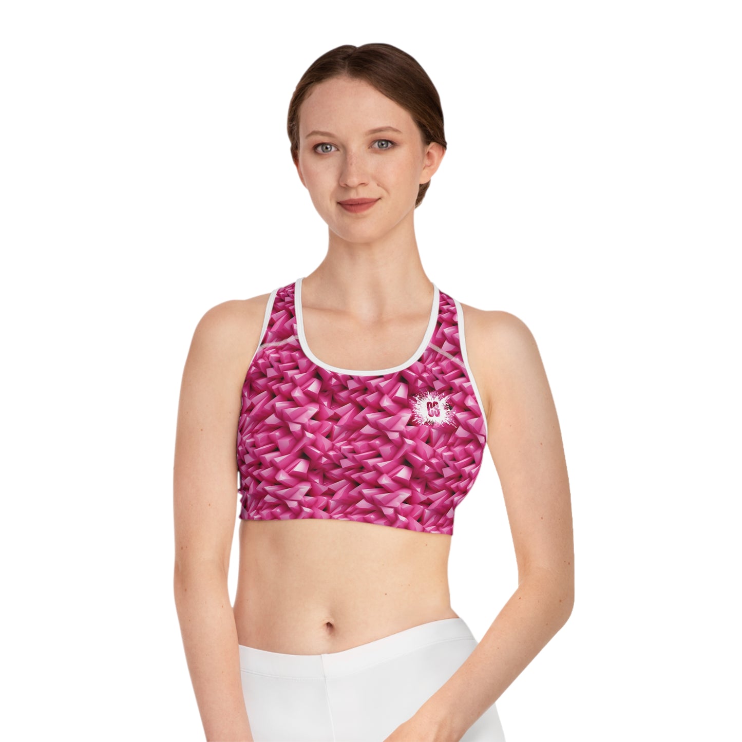 Geometric Pink Sports Bra