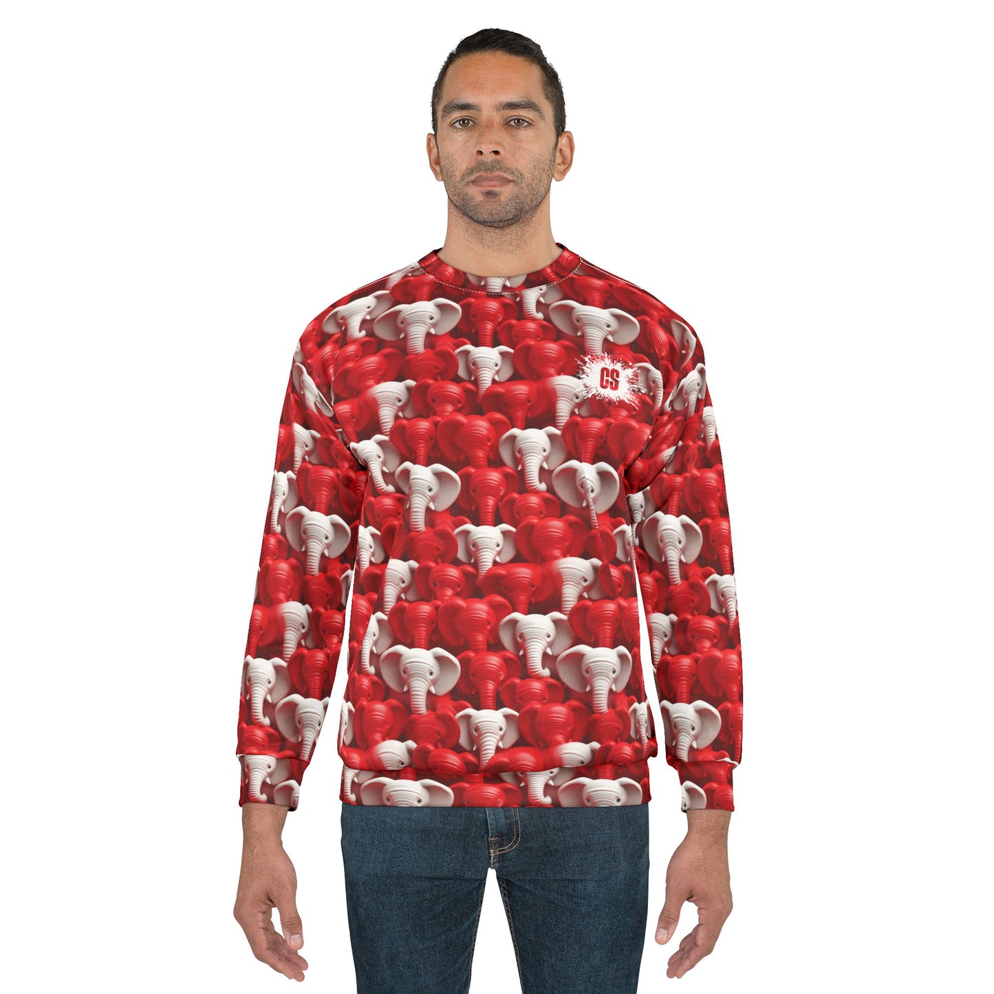 Red & White Elephants Unisex Sweatshirt