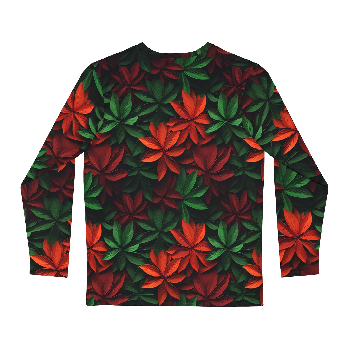 Festive Holiday Leaves Men's Long Sleeve Shirt