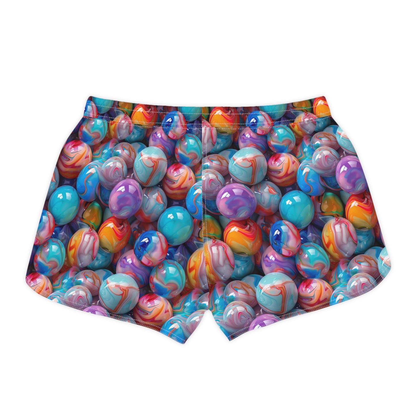 Glossy Colorful Marbles Women's Casual Shorts