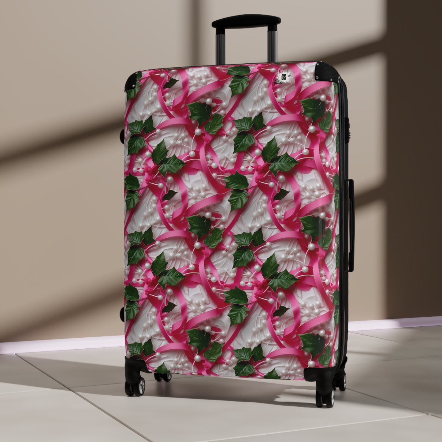 Pink Ribbons, Ivy & Pearls Suitcase