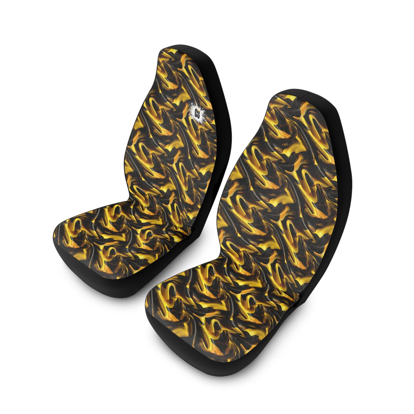 Black & Gold Satin Polyester Car Seat Covers