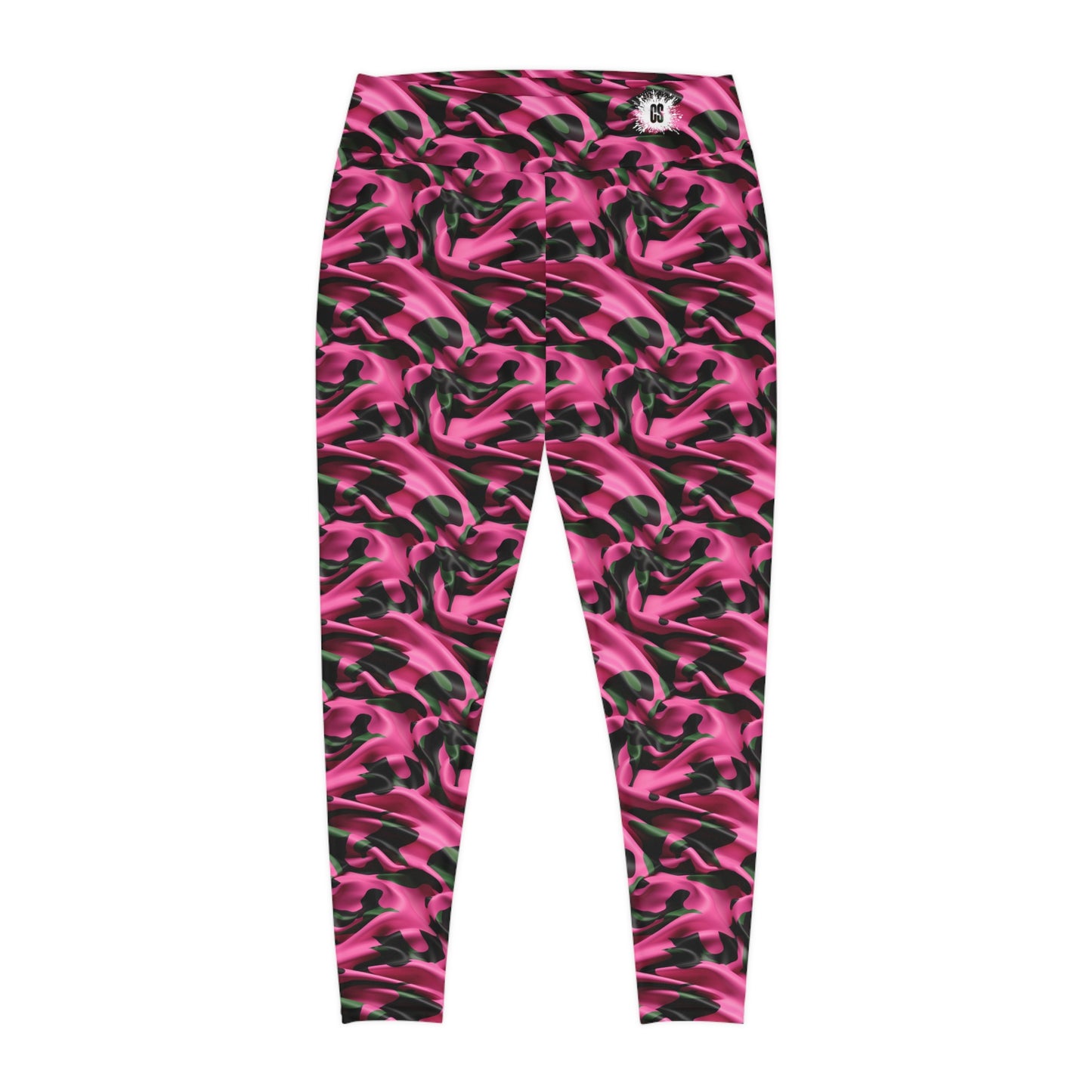 Pink & Green Satin Camo Plus Size Leggings