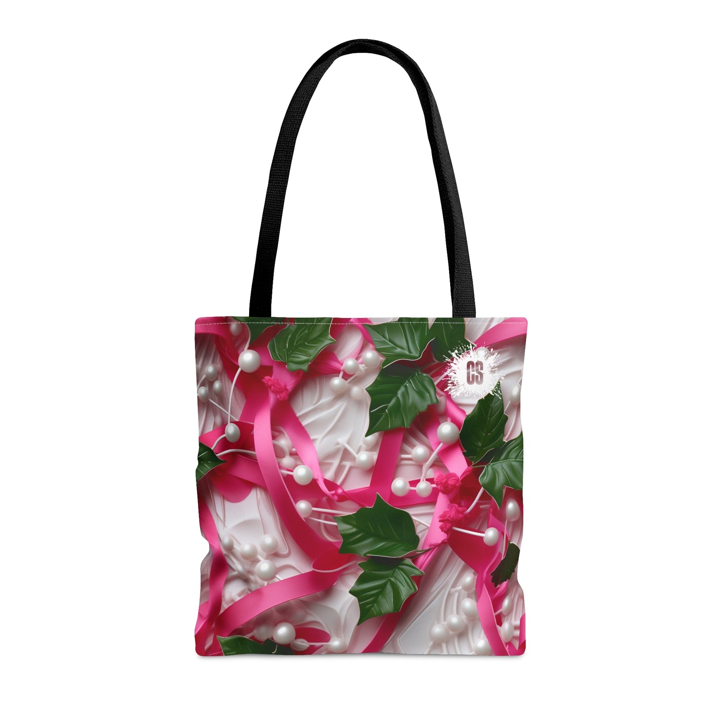 Pink Ribbons, Ivy & Pearls Tote Bag