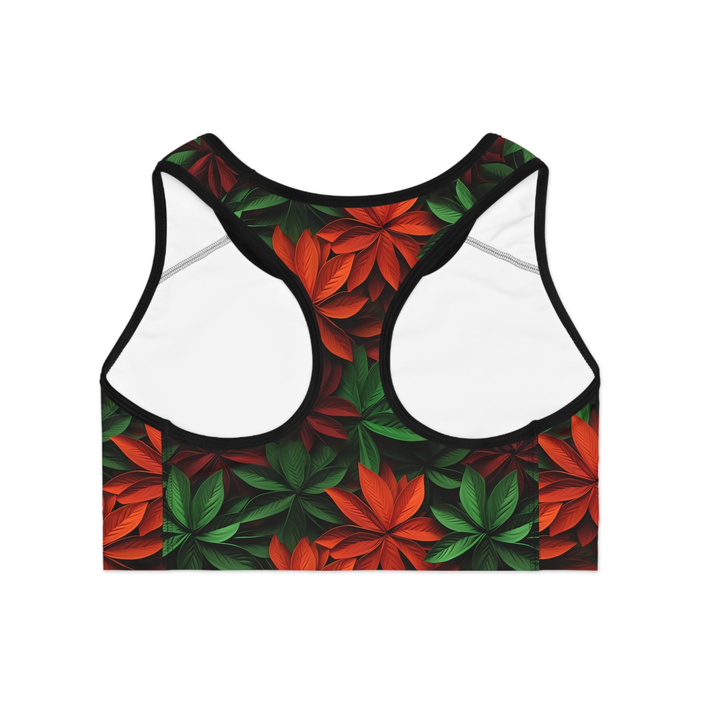 Festive Holiday Leaves Sports Bra