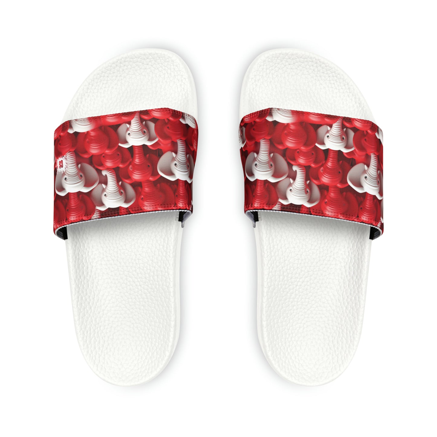 Red & White Elephants Women's PU Slide Sandals