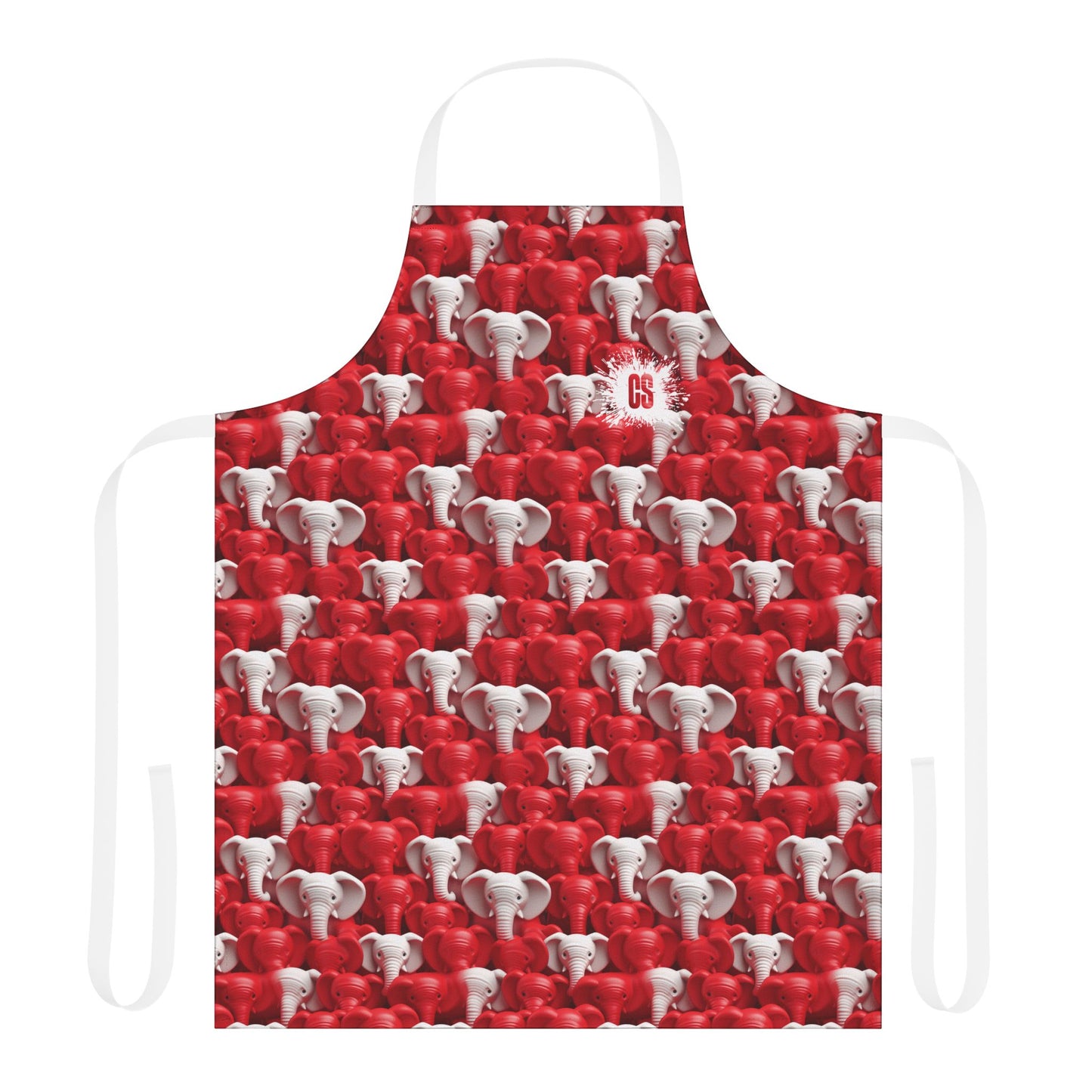 Red & White Elephants Apron