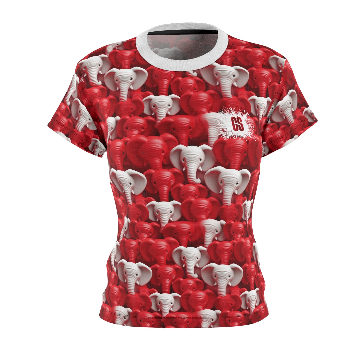 Red & White Elephants Women's Cut & Sew Tee