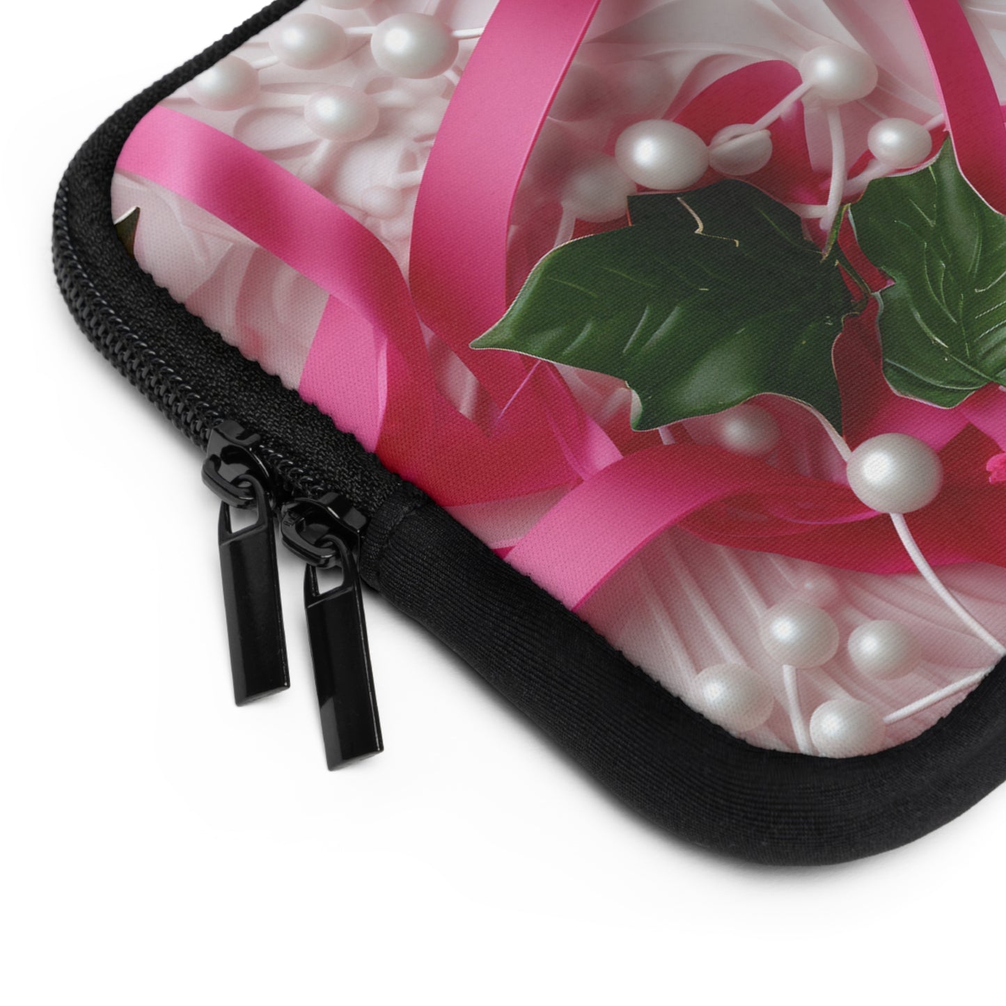 Pink Ribbons, Ivy & Pearls Laptop Sleeve