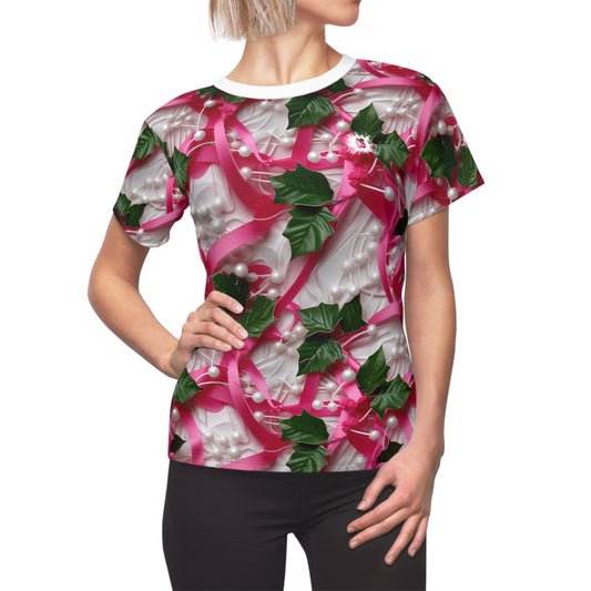 Pink Ribbons, Ivy & Pearls Women's Cut & Sew Tee