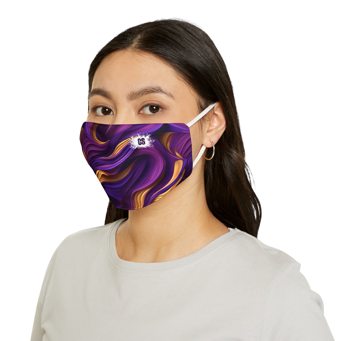 Purple & Gold Satin Snug-Fit Polyester Face Mask