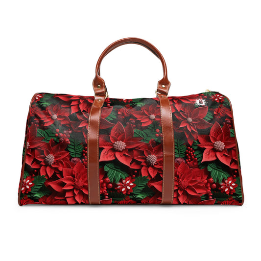 Christmas Leaves Waterproof Travel Bag