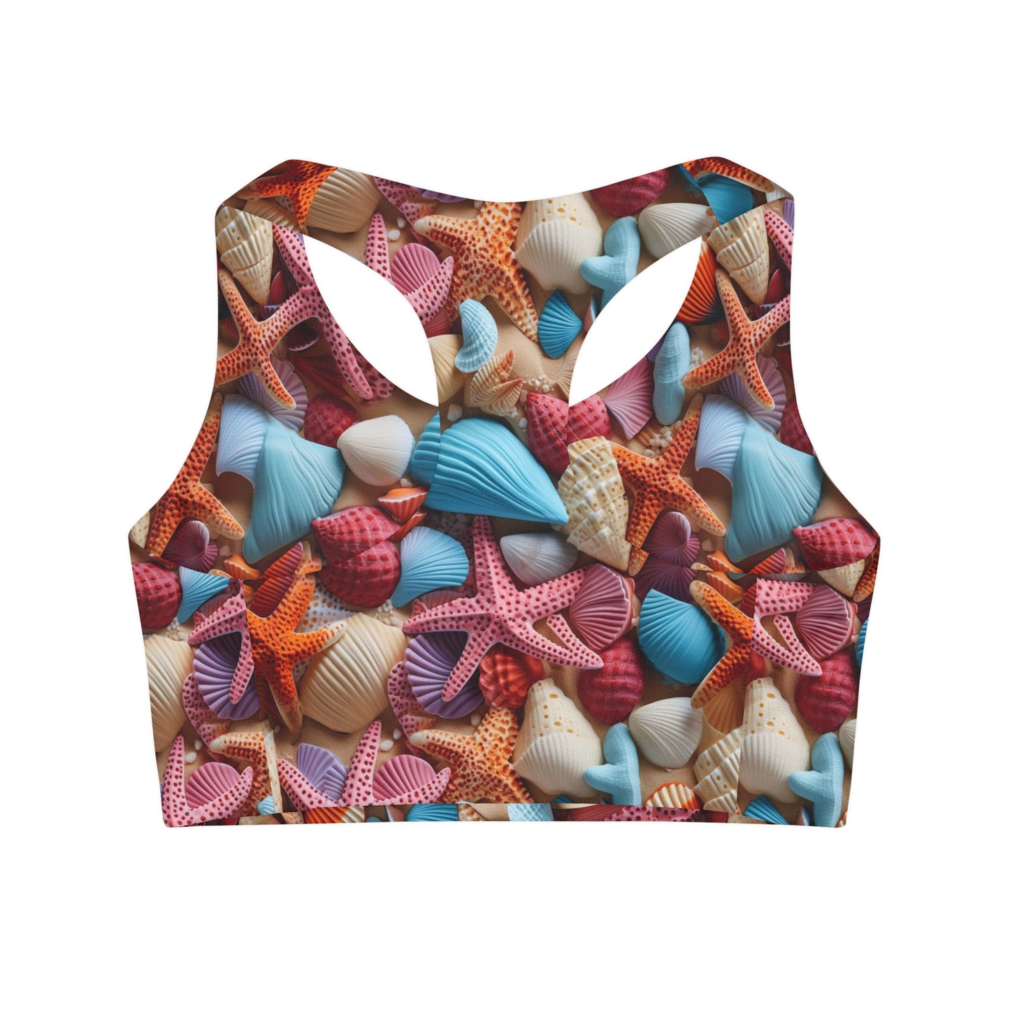 Seashells & Starfish Girls' Swimsuit Crop Top (AOP)